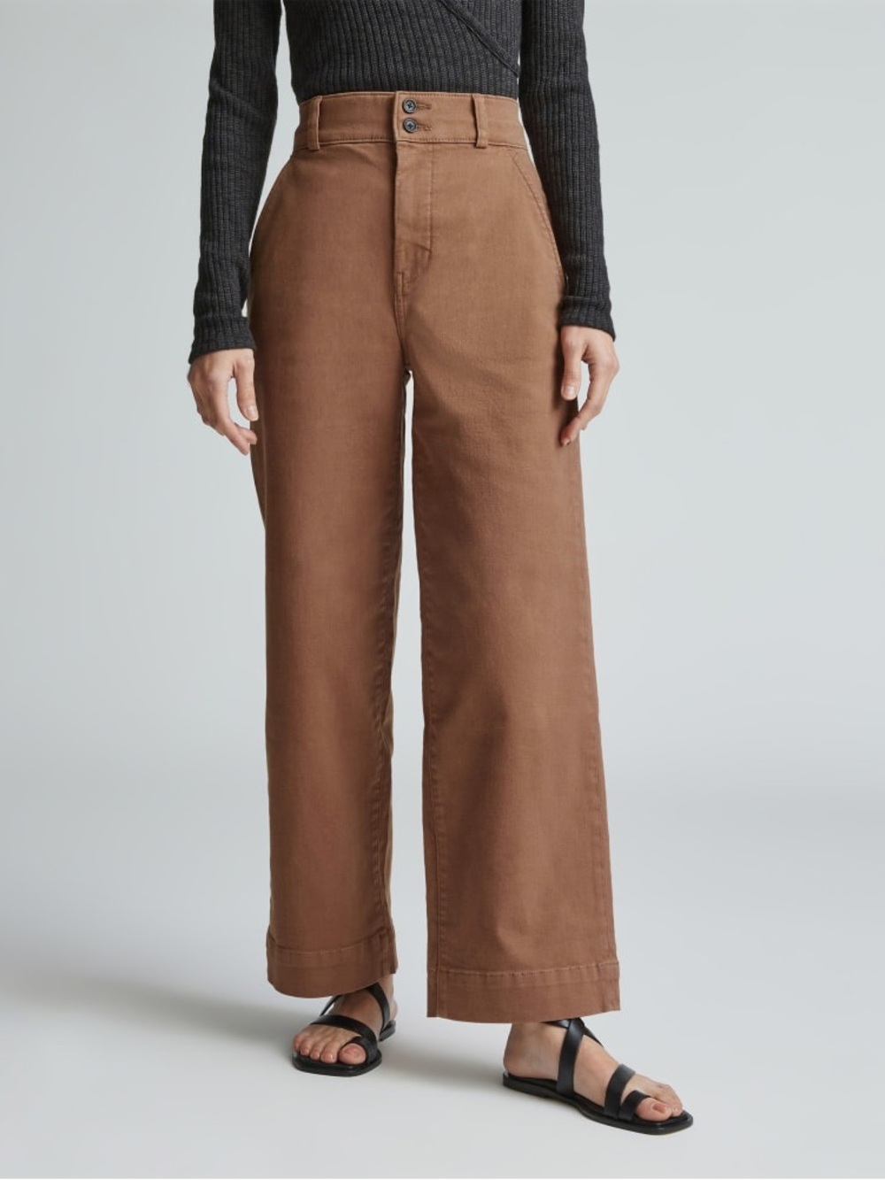 Everlane Organic Wide-Leg Pant Size 8 Carob Brown High Rise
